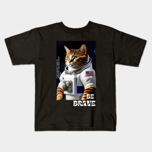 Cute funny  cat walk in space Kids T-Shirt